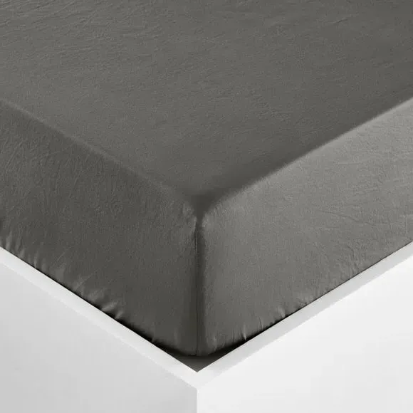 Soft Washed Fitted Sheet - Rhino Grey, Cotton alternate view