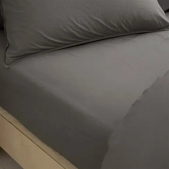 Soft Washed Fitted Sheet - Rhino Grey, Cotton product