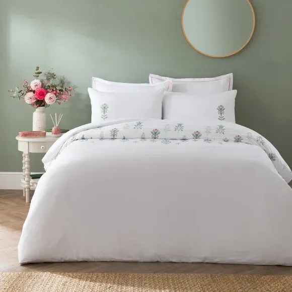 Somerset Embroidered Duvet Cover & Pillowcase Set - Pink, Microfibre product