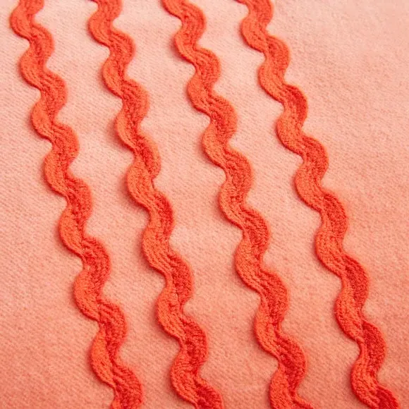 Rectangle Cushion with Ric Rac Trim - Coral, Cotton alternate view