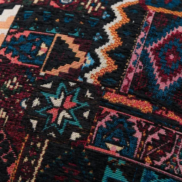 Square Cushion Cover with Zip - Black, Jacquard alternate view