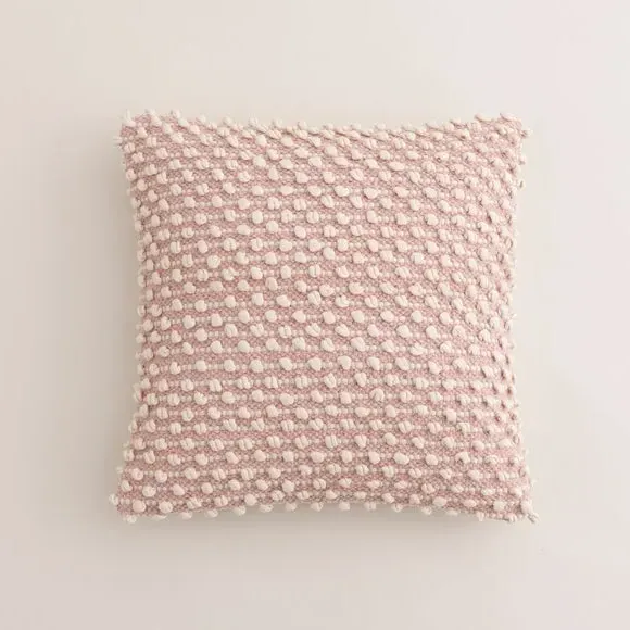 Square Cushion with Bobble Design - Blush by Dunelm, image 3