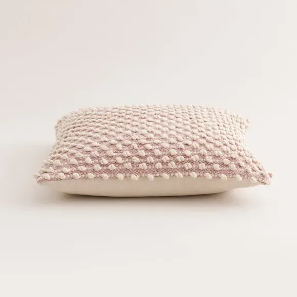 Square Cushion with Bobble Design - Blush by Dunelm, image 4