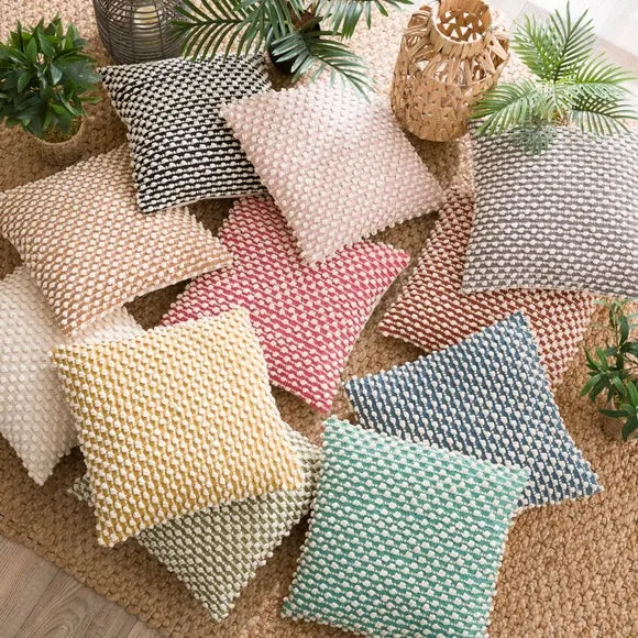 Square Cushion with Bobble Design - Blush by Dunelm, image 6