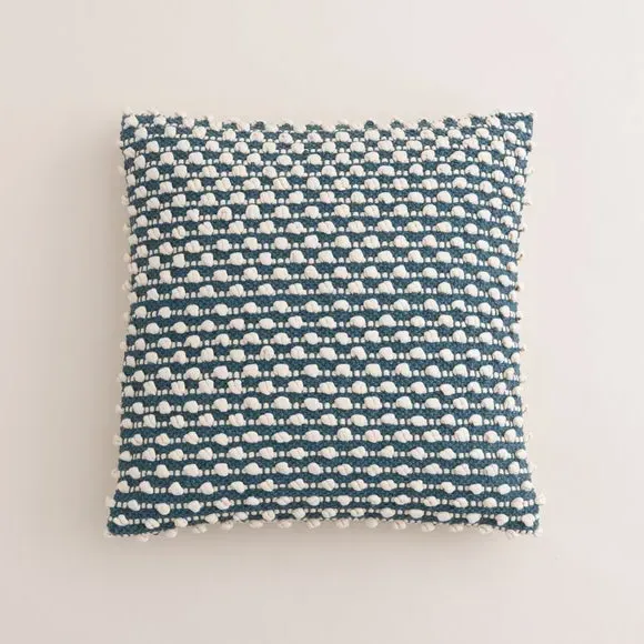 Square Cushion with Bobble Design - Pacific Blue by Dunelm, image 3