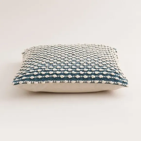 Square Cushion with Bobble Design - Pacific Blue by Dunelm, image 4