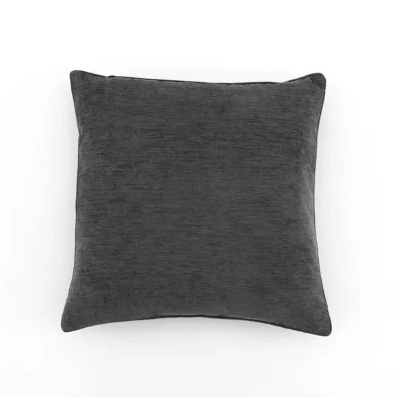 Genoa Square Cushion with Hollow Fibre Fill - Charcoal Grey, Chenille by Dunelm, image 3
