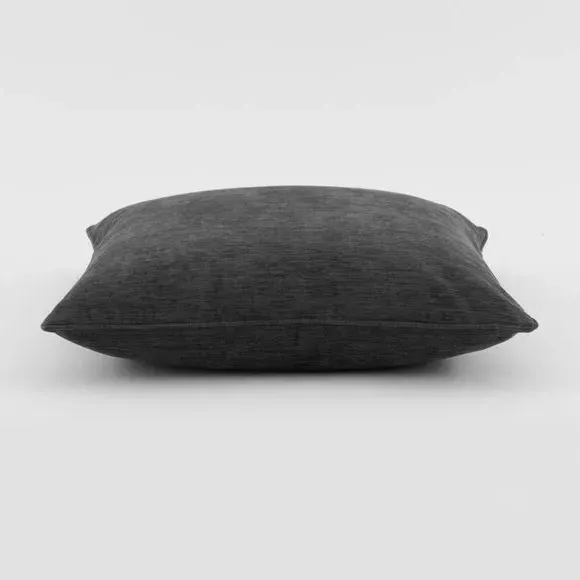 Genoa Square Cushion with Hollow Fibre Fill - Charcoal Grey, Chenille by Dunelm, image 4