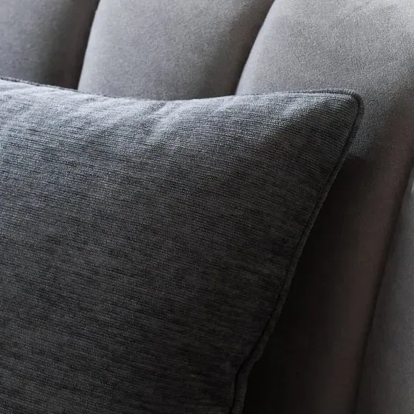 Genoa Square Cushion with Hollow Fibre Fill - Charcoal Grey, Chenille by Dunelm, image 5