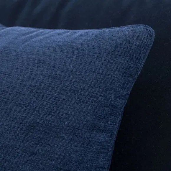 Genoa Square Cushion with Hollow Fibre Fill - Indigo Blue, Chenille by Dunelm, alternate view