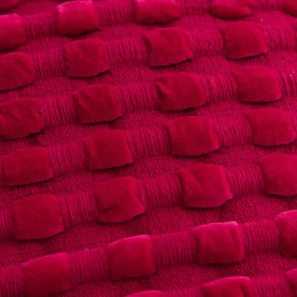 Square Cushion with Looped Detail - Magenta, Velvet alternate view