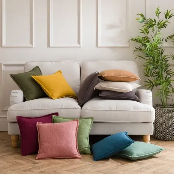 Square Cushion with Removable Cover - Fawn, Cotton by Dunelm, image 6