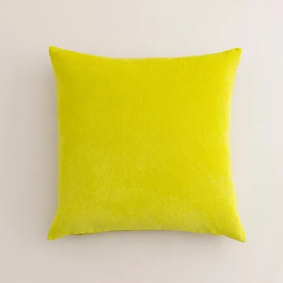 Square Cushion with Zip - Lime Green, Velour by Dunelm, image 3