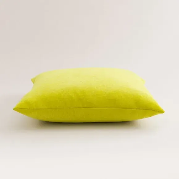 Square Cushion with Zip - Lime Green, Velour by Dunelm, image 4