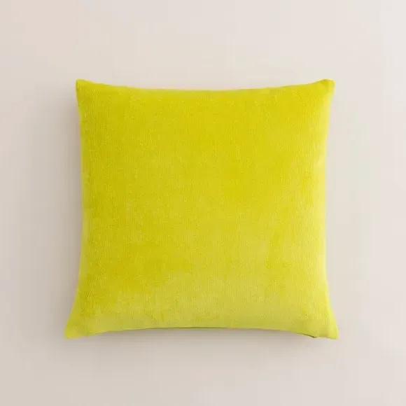 Square Cushion with Zip - Lime Green, Velour by Dunelm, image 3