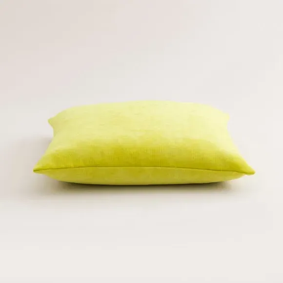 Square Cushion with Zip - Lime Green, Velour by Dunelm, image 4