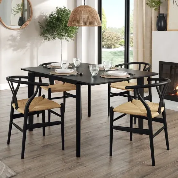 Square Extendable Dining Table - Black, Oak alternate view