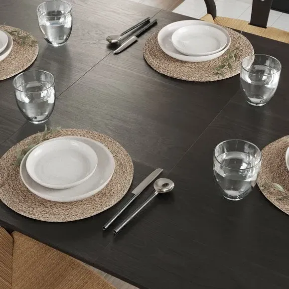 Square Extendable Dining Table - Black, Oak by Dunelm, image 3