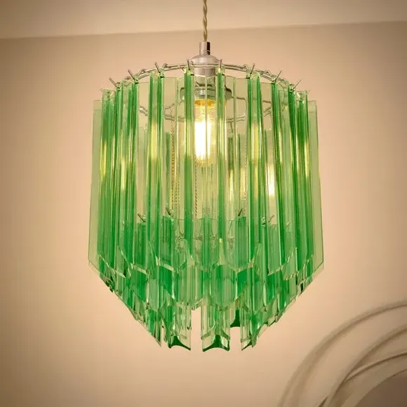 Esme Staggered Pendant Shade Easy Fit - Green, Acrylic alternate view