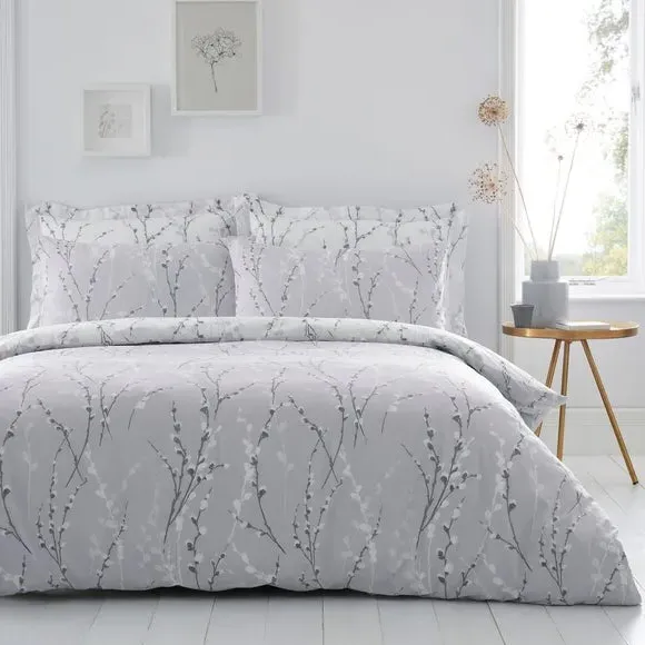 Belle Standard Pillowcase Pair - Grey, Polycotton alternate view