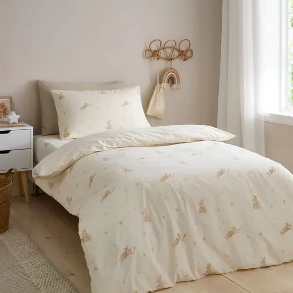 Star Bunny Duvet Cover and Pillowcase Set - Natural, Organic Cotton alternate view