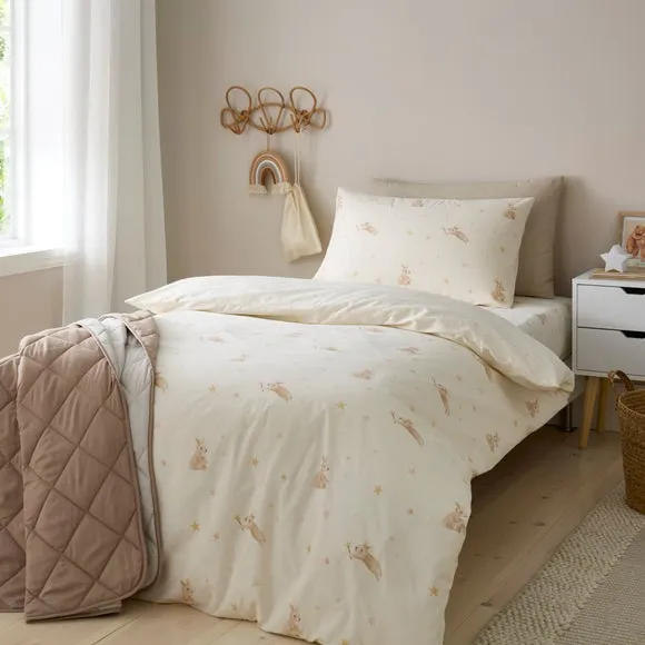 Star Bunny Duvet Cover and Pillowcase Set - Natural, Organic Cotton product