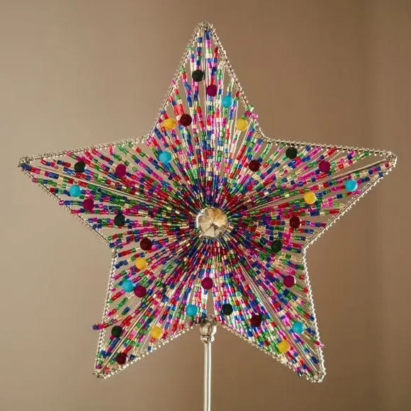 Star Tree Topper with Beaded Design - Multicolor alternate view