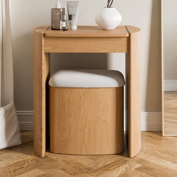 Stevie Dressing Table Set with Mirror and Stool - Oak Effect alternate view