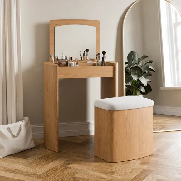 Stevie Dressing Table Set with Mirror and Stool - Oak Effect product