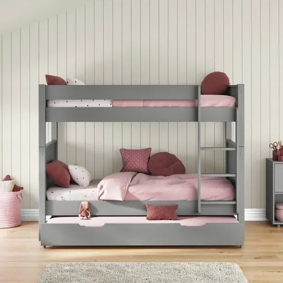 Bunk Bed with Open Trundle - Grey, Painted Wood alternate view