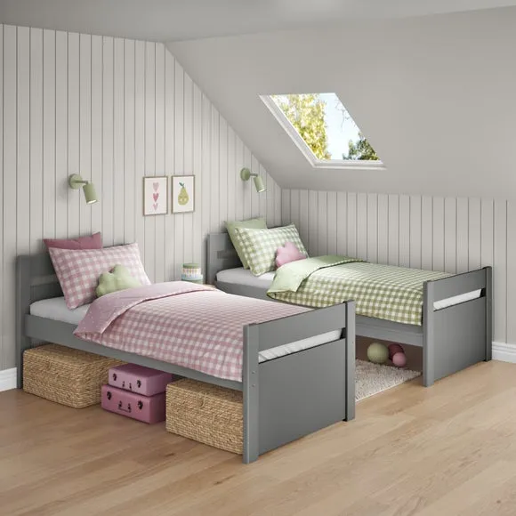 Uno Bunk Bed with Under Bed Storage - Grey, Pine by Dunelm, image 2