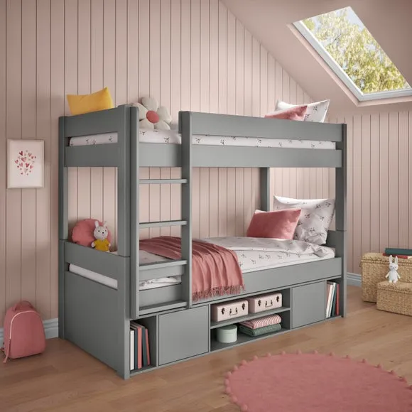 Uno Bunk Bed with Under Bed Storage - Grey, Pine by Dunelm, image 3