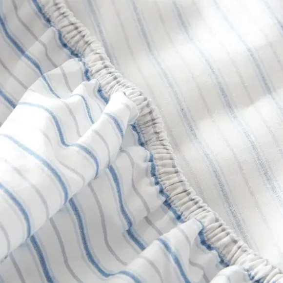 Stripe Seersucker Fitted Bed Sheet - Blue, Cotton alternate view