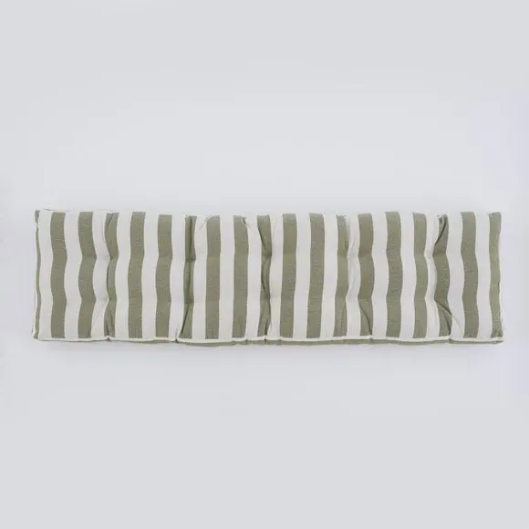 Striped Bench Pad - Olive Green, Cotton alternate view