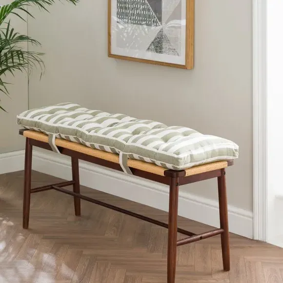 Striped Bench Pad - Olive Green, Cotton product