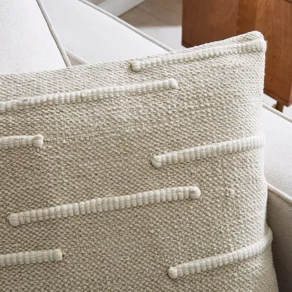 Striped Cushion with Removable Cover - Natural alternate view