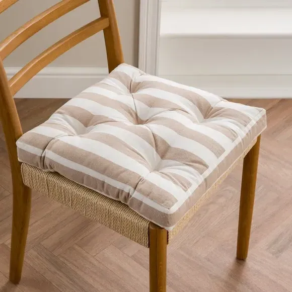 Striped Square Seat Pad - Natural, Cotton product