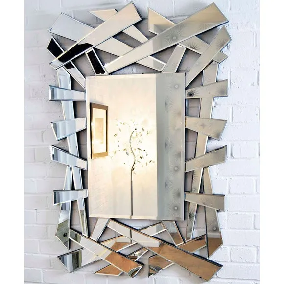 Rectangle Wall Mirror Abstract Design - Clear Glass alternate view