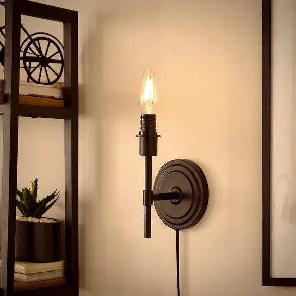 Sutton Plug-In Wall Light Fitting - Black alternate view