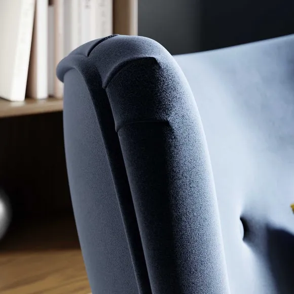 Sven Wing Armchair with Flared Arms - Navy, Velvet alternate view