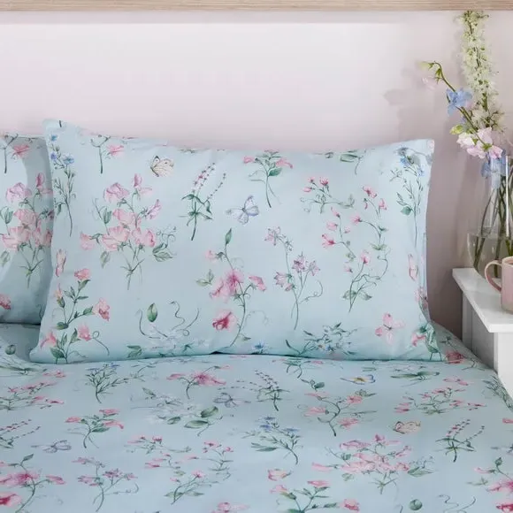 Sweetpea Duvet Cover & Pillowcase Set - Seafoam, Polycotton alternate view