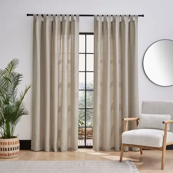 Bondi Unlined Tab Top Curtains - Natural, Recycled Polyester alternate view