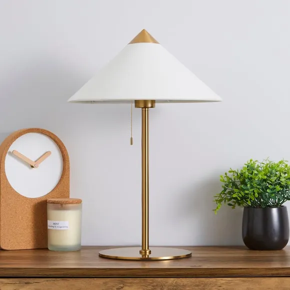 Table Lamp with Fabric Shade - Brass, Metal alternate view