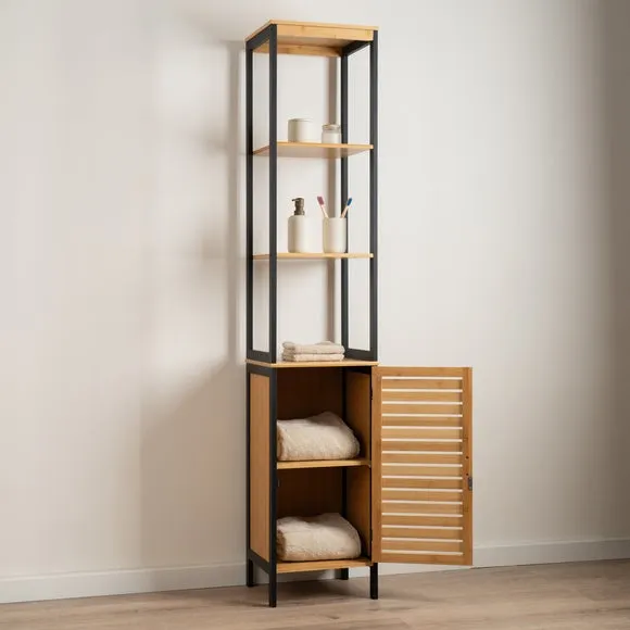 Adalie Tall Storage Unit - Black, Bamboo alternate view