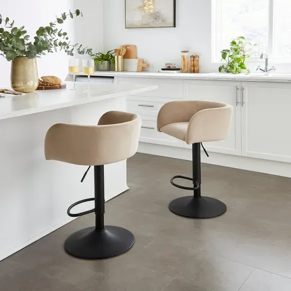 Talullua Height Adjustable Bar Stool - Mink, Velvet alternate view