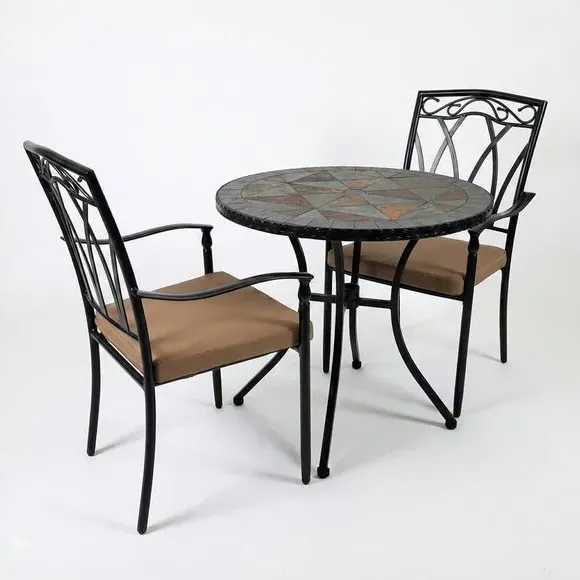 3-Piece Bistro Set with Cushions - Stone Mosaic alternate view