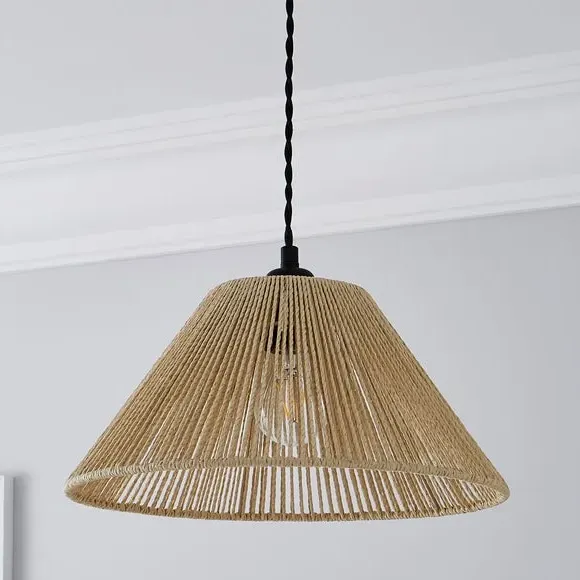 Kabir Tapered Pendant Shade - Sand Yellow, Paper String alternate view