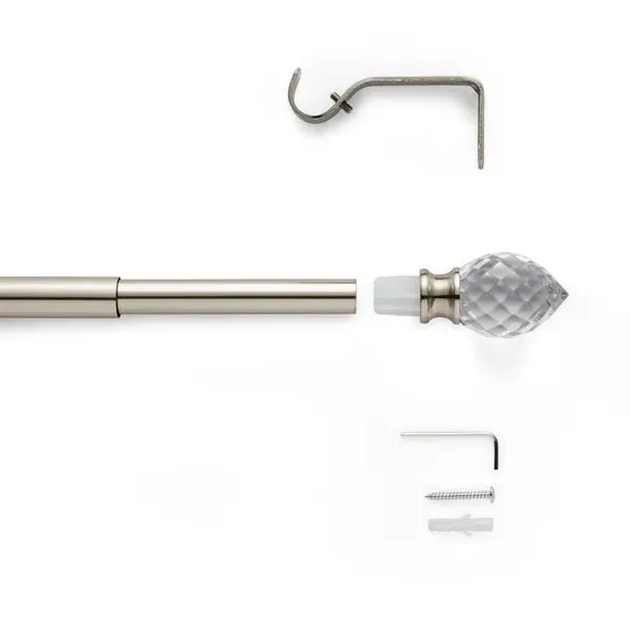 Teardrop Extendable Curtain Pole - Satin Steel Silver, Metal alternate view