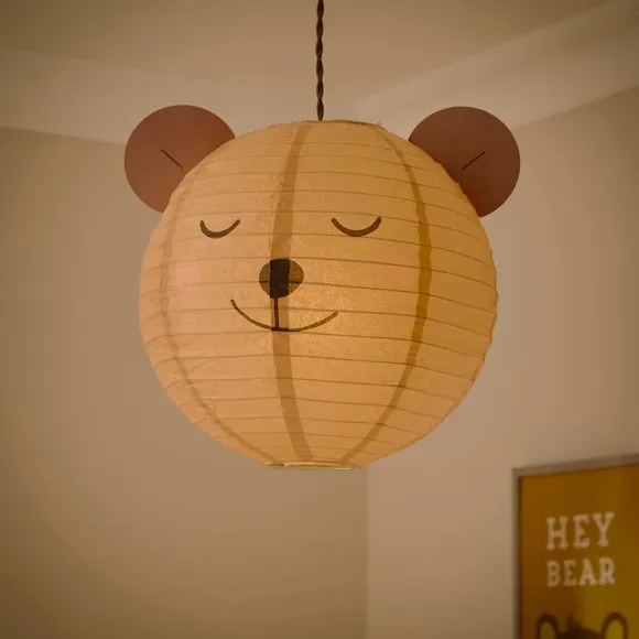 Teddy Easy Fit Round Pendant Shade - Brown, Paper alternate view