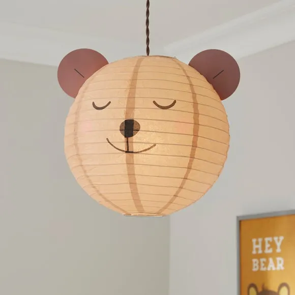 Teddy Easy Fit Round Pendant Shade - Brown, Paper product